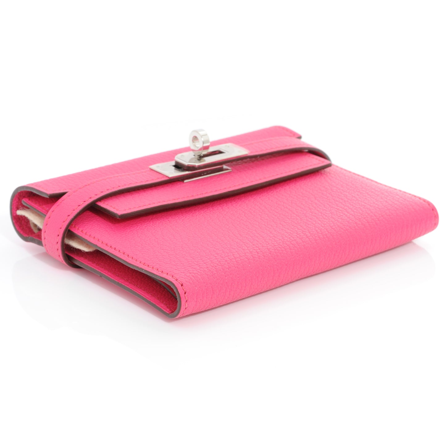 Chevre Mysore Kelly Compact Wallet Rose Tyrien