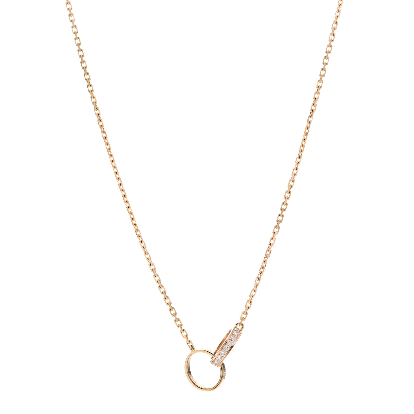 18K Pink Gold Diamond Interlocking LOVE Necklace