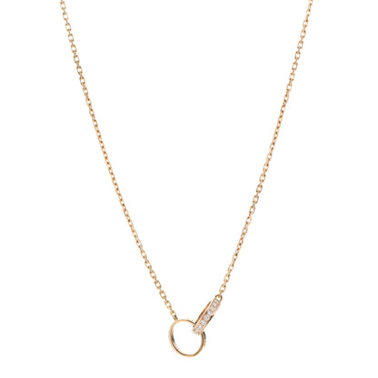 Cartier 18K Pink Gold Diamond Interlocking LOVE Necklace 1 of 6