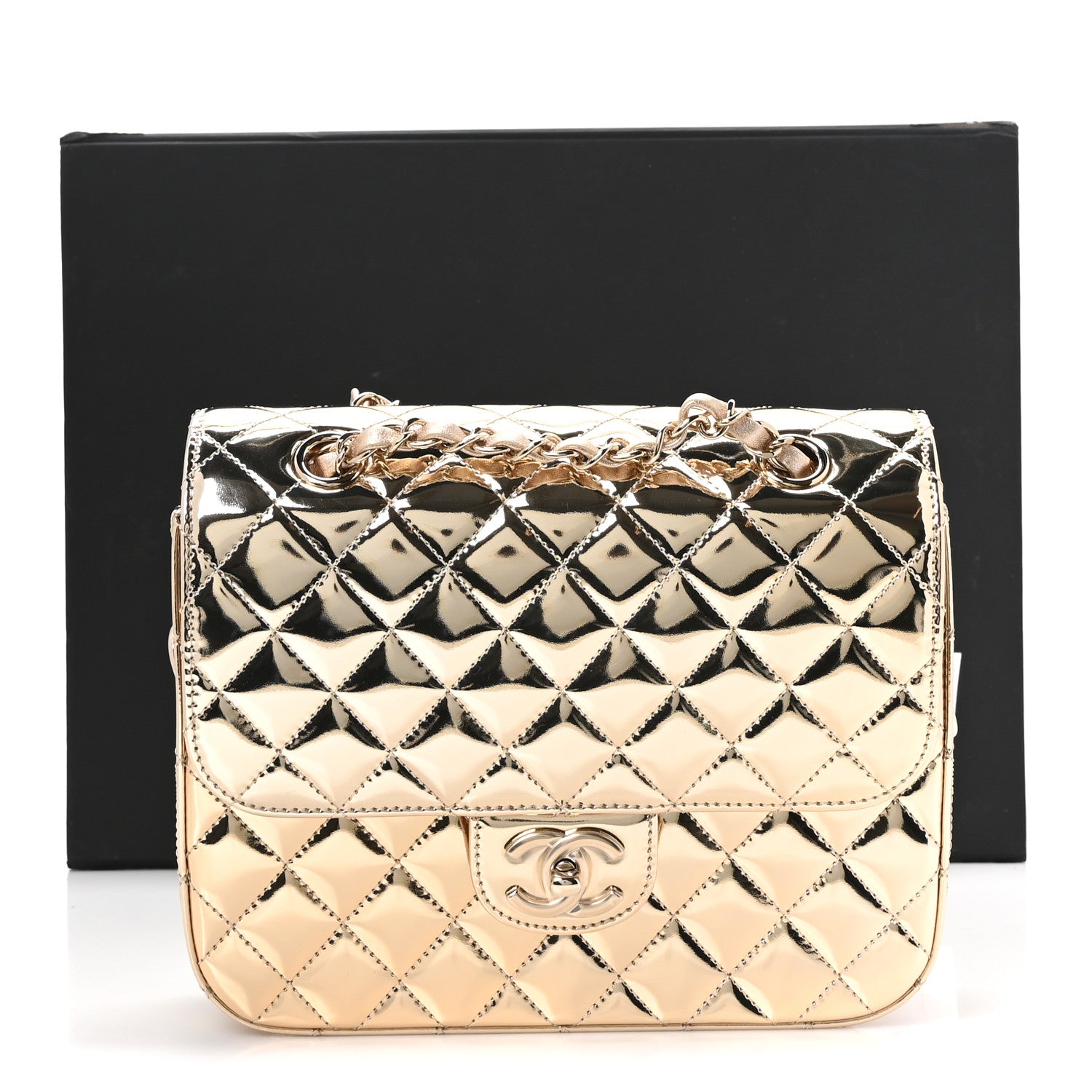 Chanel Mirror Calfskin Metallic Calfskin Quilted Hollywood Boulevard Backpack With Coin Purse Gold 12 of 12