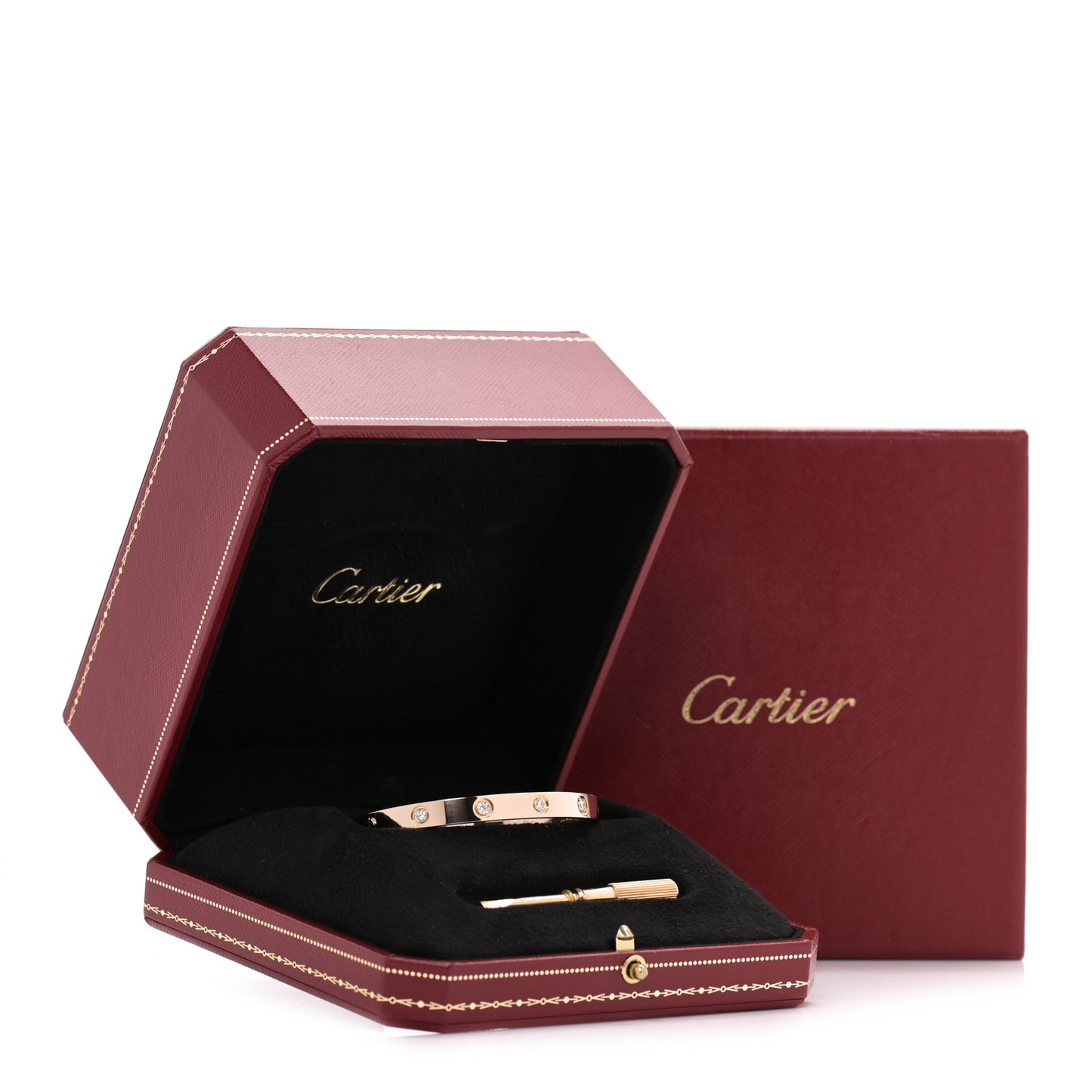 18K Pink Gold 10 Diamond LOVE Bracelet 17