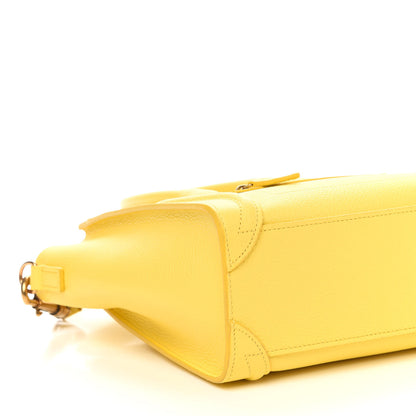 Celine Drummed Calfskin Nano Luggage Citron 8 of 10