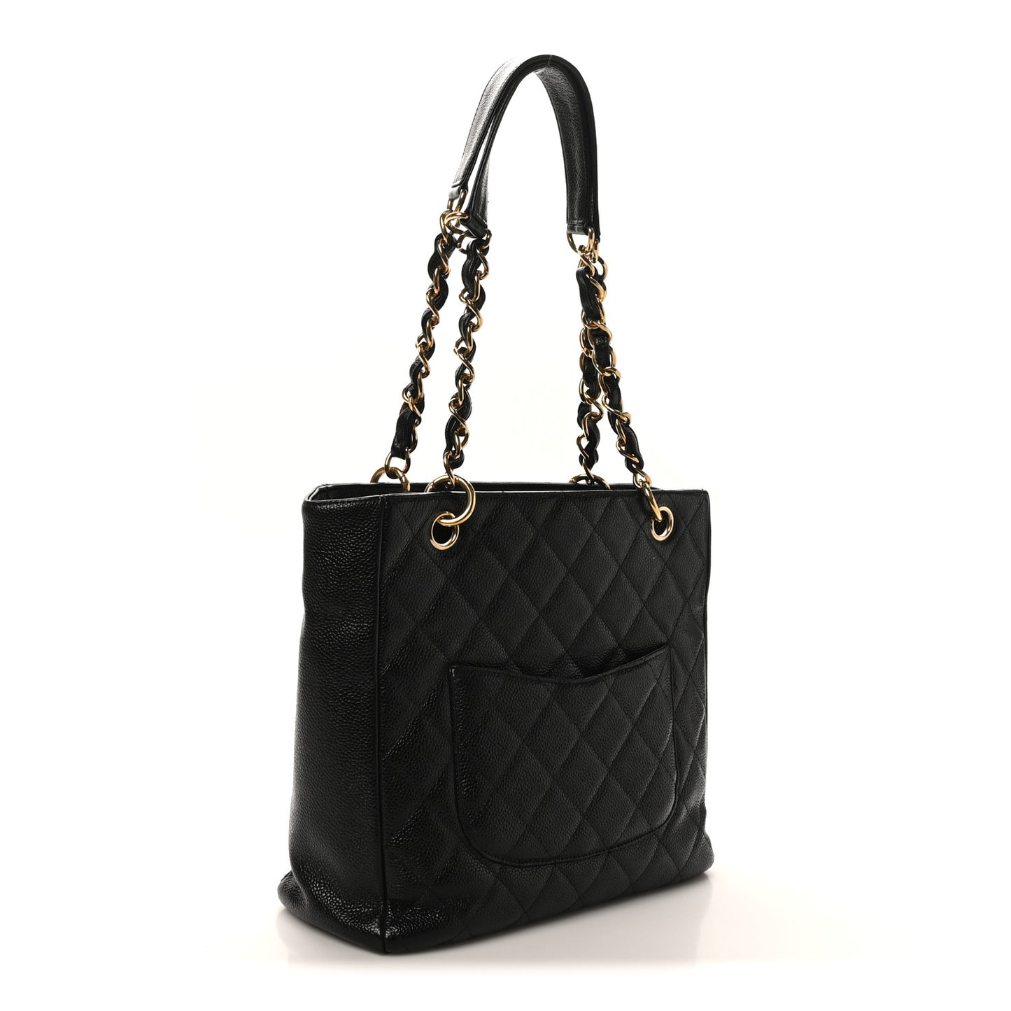Caviar Quilted Petit Shopping Tote PST Black
