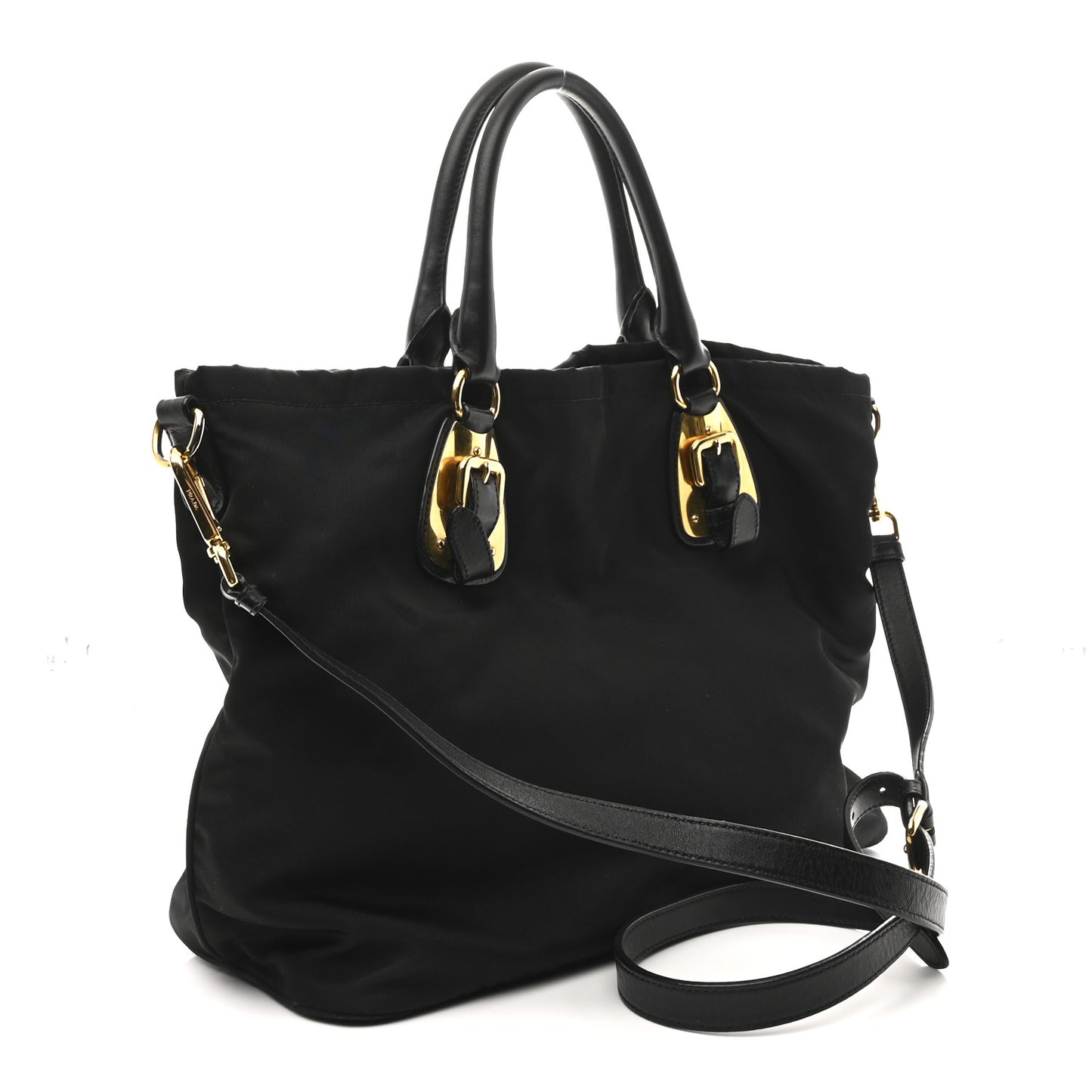 Tessuto Nylon Soft Calfskin Tote Black