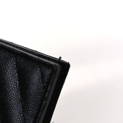Saint Laurent Grain De Poudre Matelasse Chevron Monogram Envelope Chain Wallet Black 11 of 12