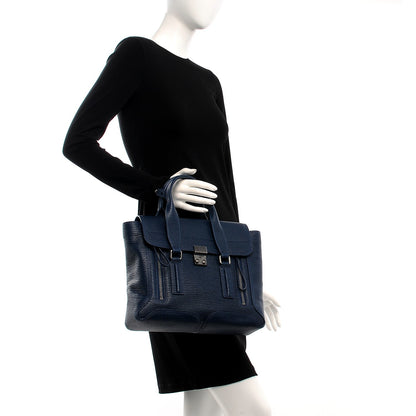 3.1 Phillip Lim 3.1 Textured Calfskin Medium Pashli Satchel Lapis 3 of 8