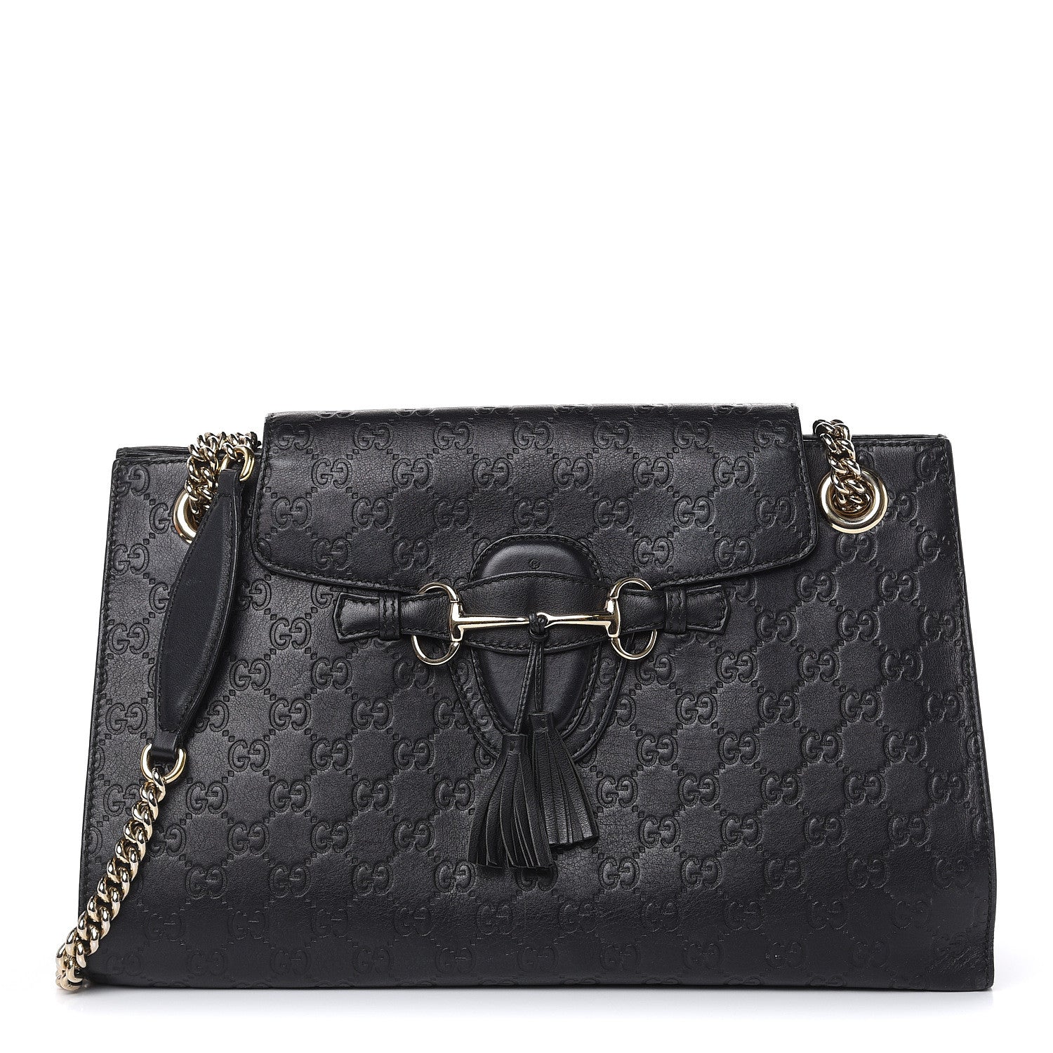 Gucci Guccissima Large Emily Chain Shoulder Bag Black 1 of 16