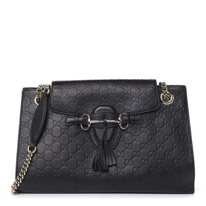 Gucci Guccissima Large Emily Chain Shoulder Bag Black 1 of 16