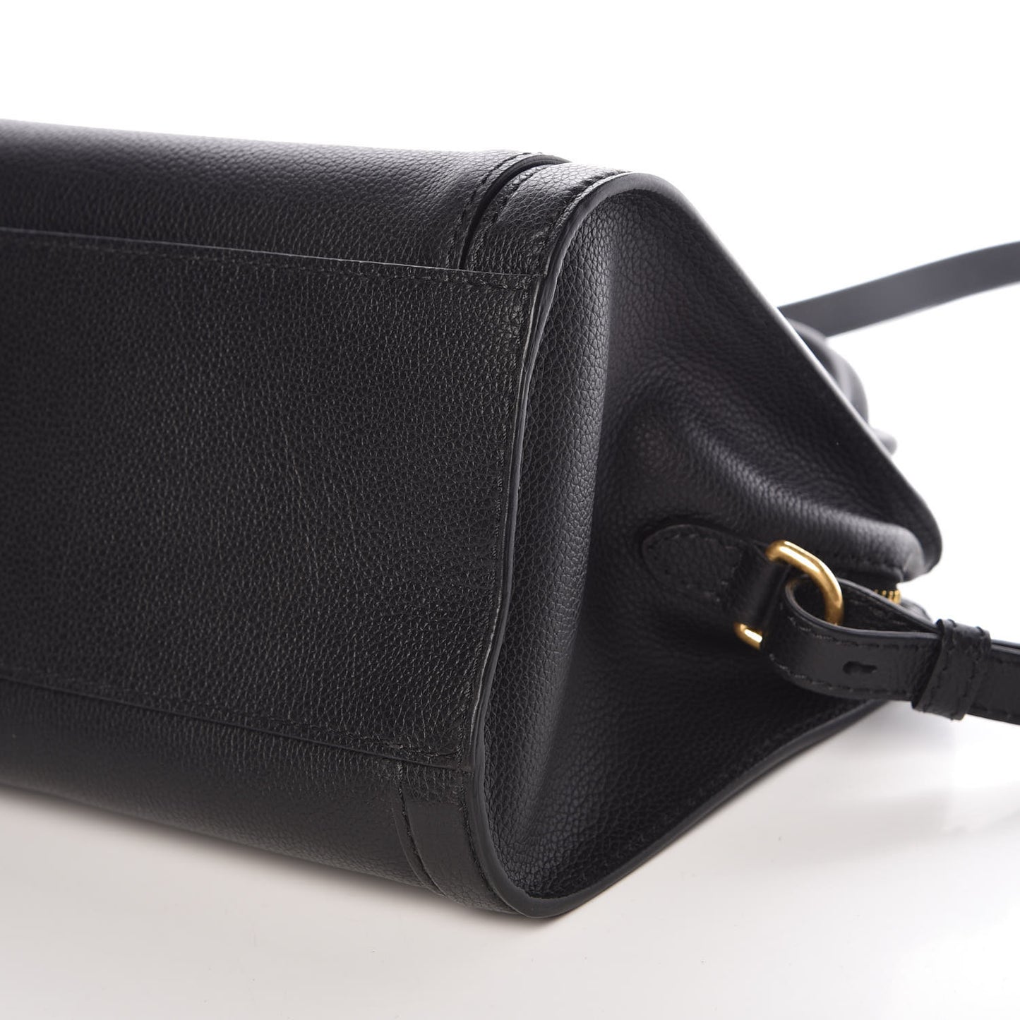 Pebbled Calfskin Padlock Pocket Tote Black