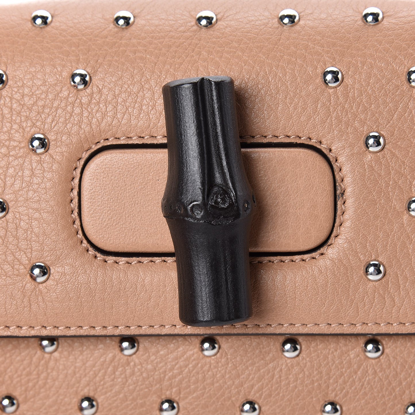 Calfskin Studded Small Miss Bamboo Shoulder Bag Camelia