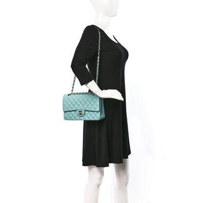 Chanel Caviar Quilted Medium Double Flap Light Blue 2 of 9