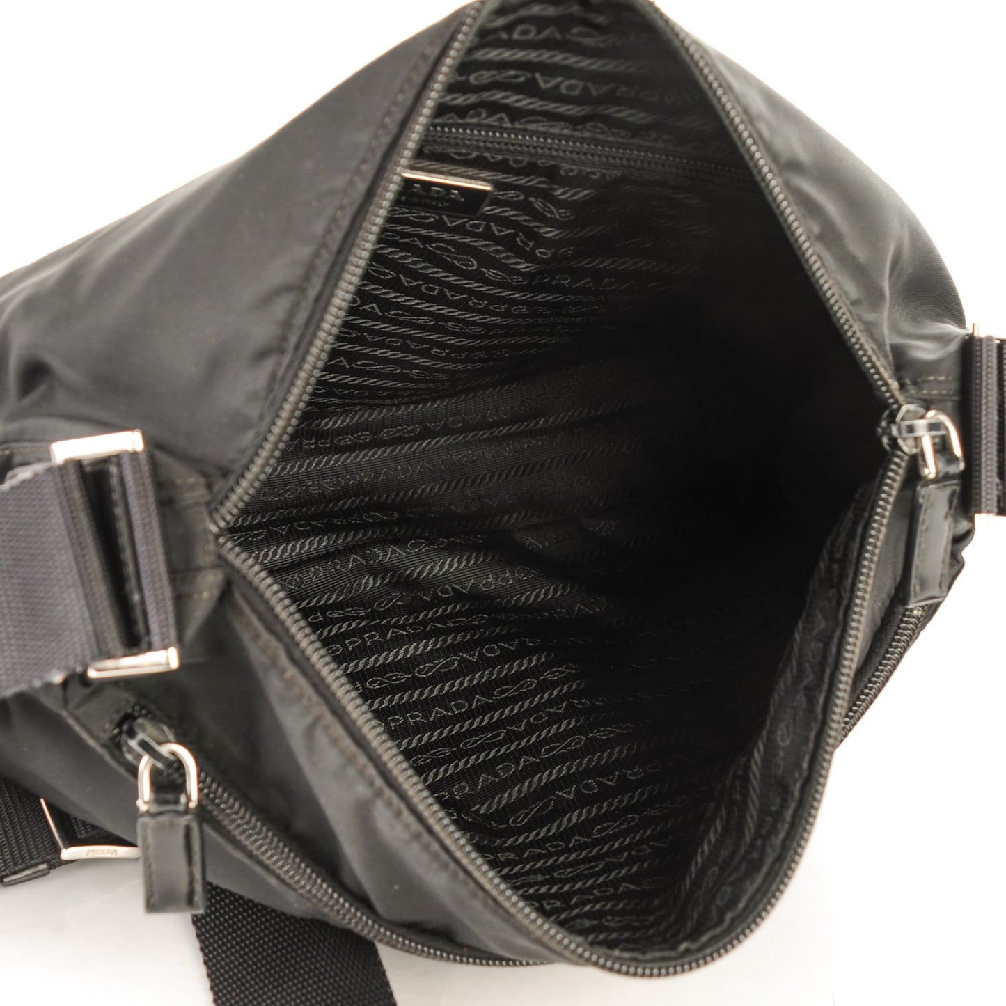 Nylon Vela Flat Messenger Bag Black