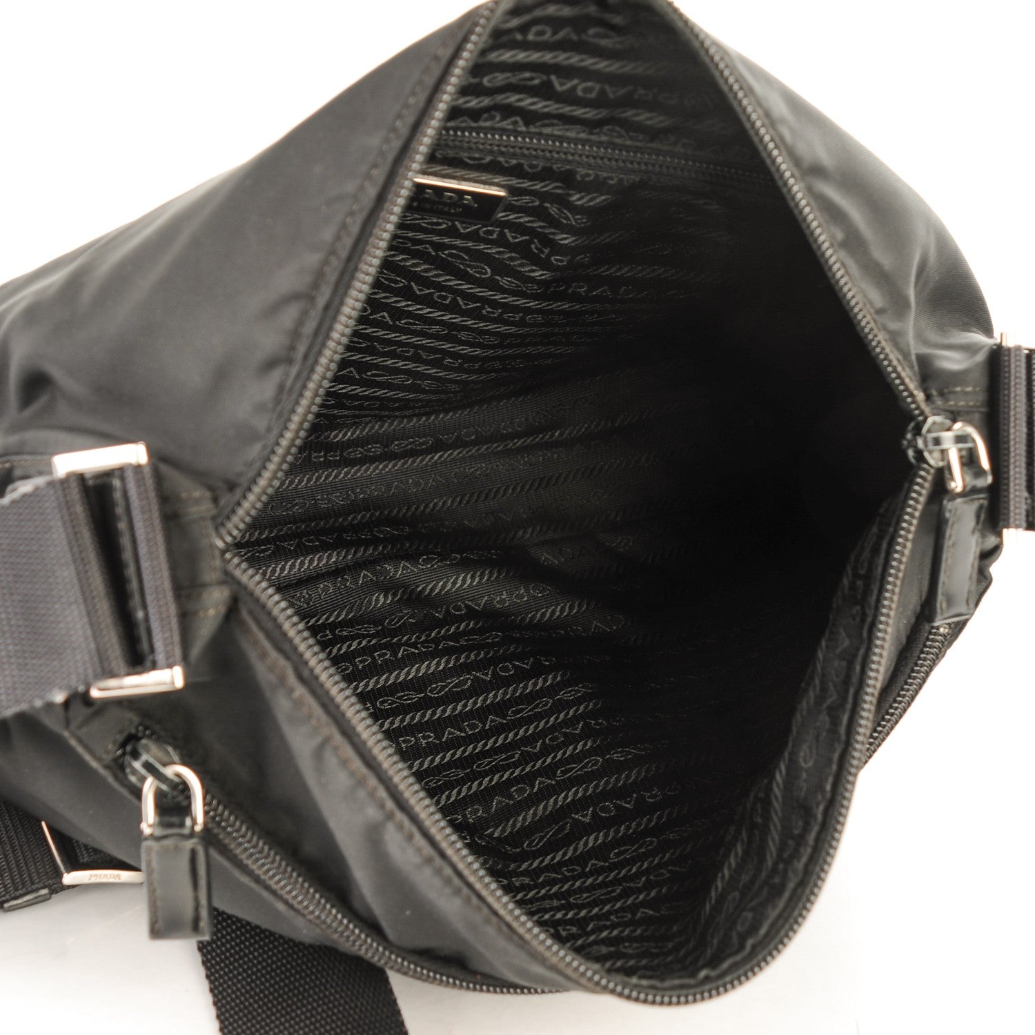 Prada Nylon Vela Flat Messenger Bag Black 5 of 7