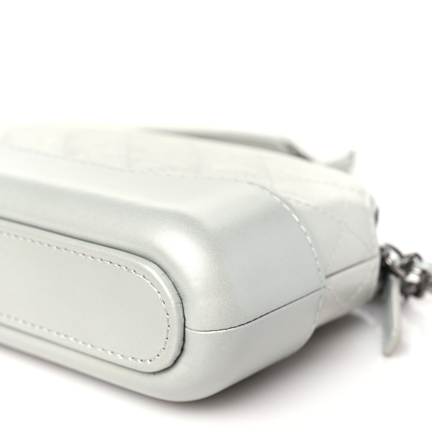Chanel Metallic Lambskin Calfskin Quilted Small Gabrielle Clutch With Chain Silver 11 of 12