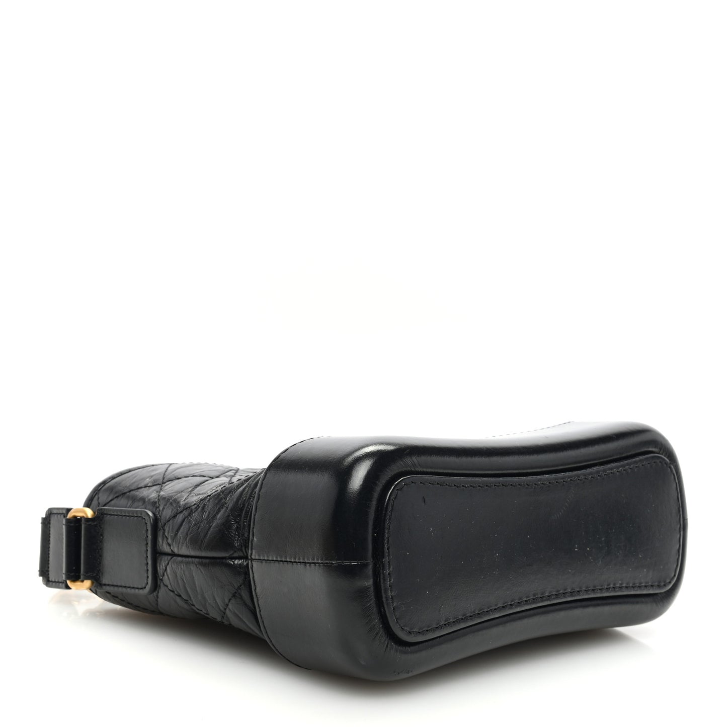 Aged Calfskin Quilted Small Gabrielle Hobo Black