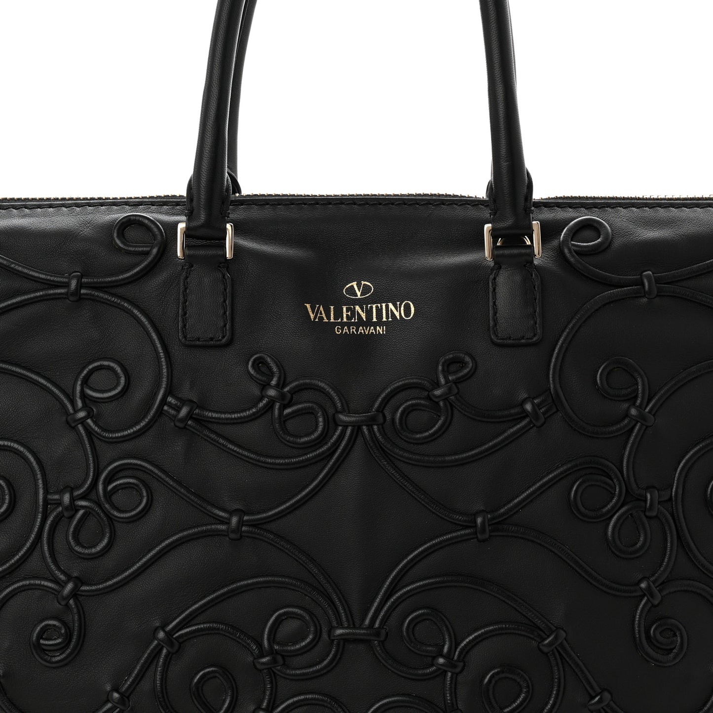 Nappa Intricate Soutache Tote Black