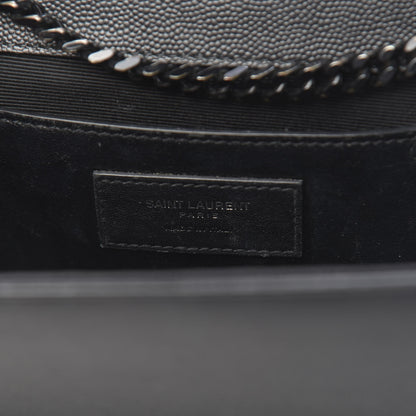 Saint Laurent Grain De Poudre Medium Classic Monogram Kate Satchel Black 6 of 9