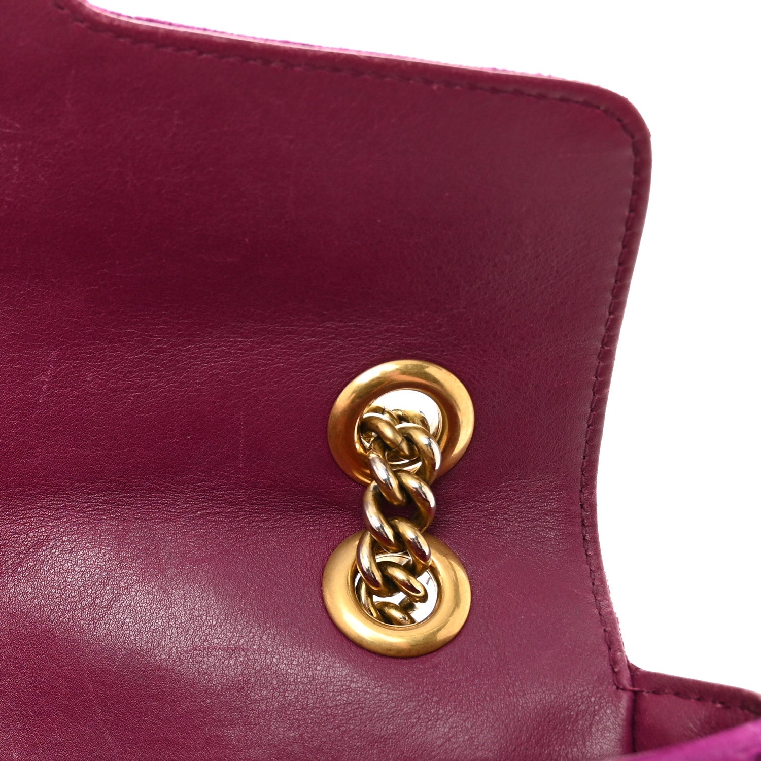 Gucci Velvet Matelasse Small GG Marmont Shoulder Bag Fuchsia Violet Cyclamen 11 of 13