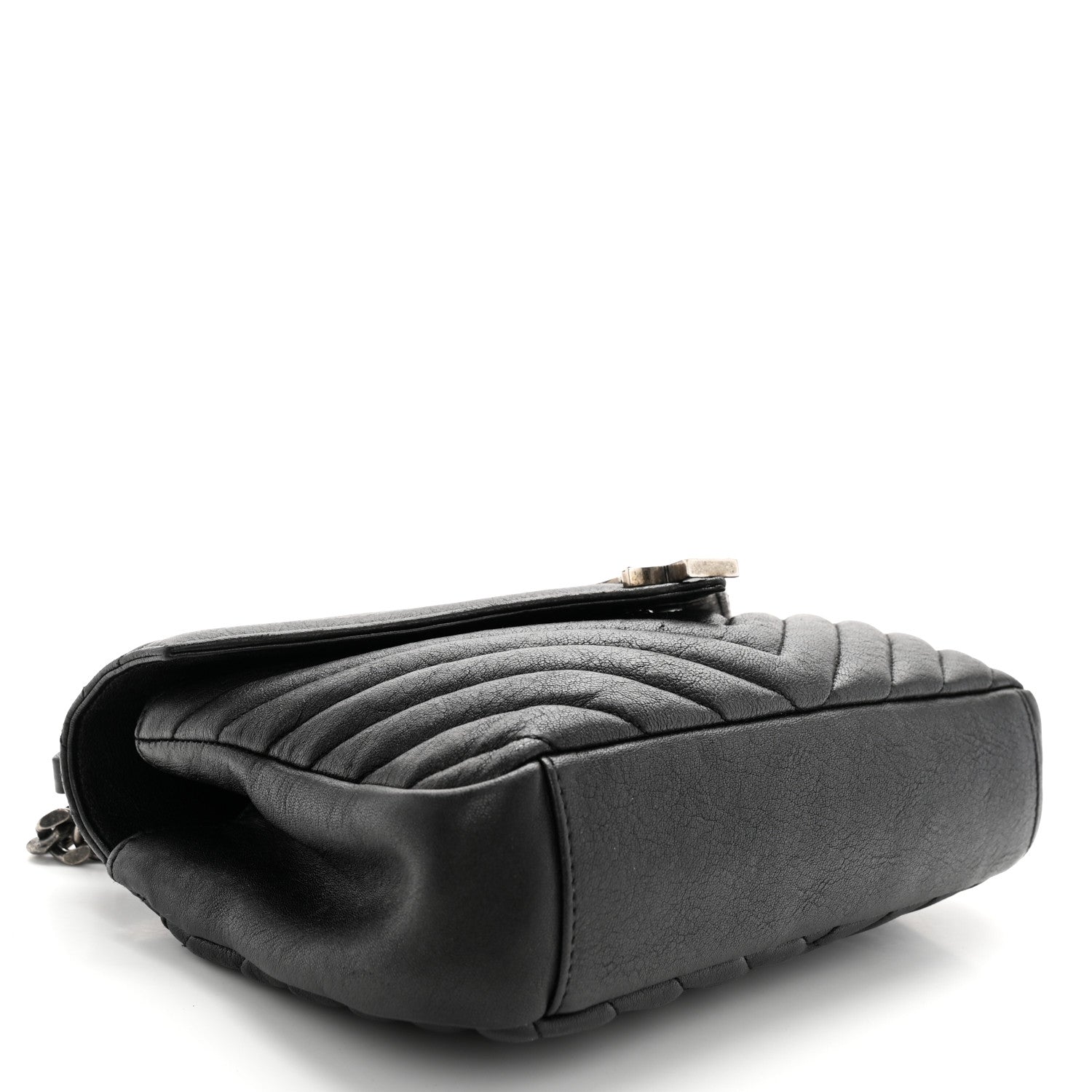 Saint Laurent Sheepskin Matelasse Chevron Monogram Medium College Bag Black 4 of 13