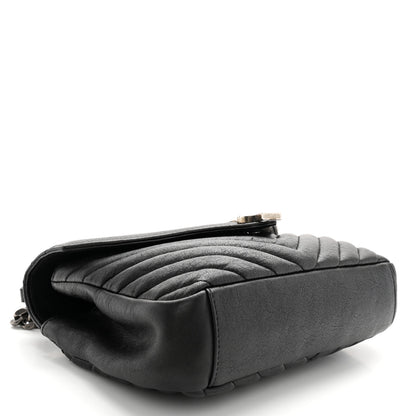 Saint Laurent Sheepskin Matelasse Chevron Monogram Medium College Bag Black 4 of 13