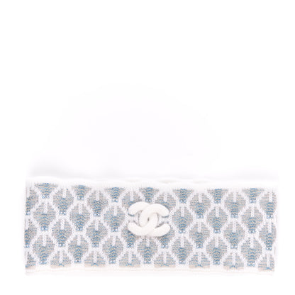Chanel Metallic Cashmere CC Headband Cream Blue 1 of 4
