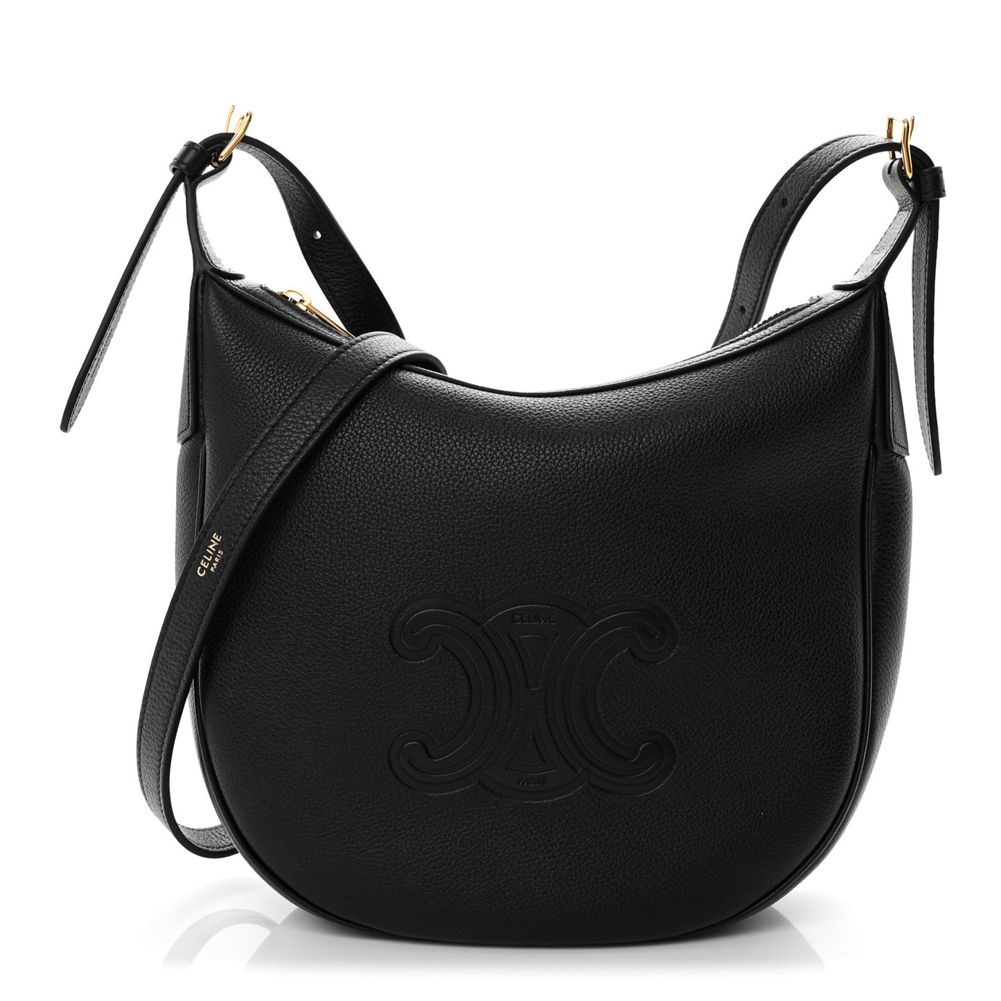 Supple Calfskin Cuir Triomphe Small Heloise Shoulder Bag Black