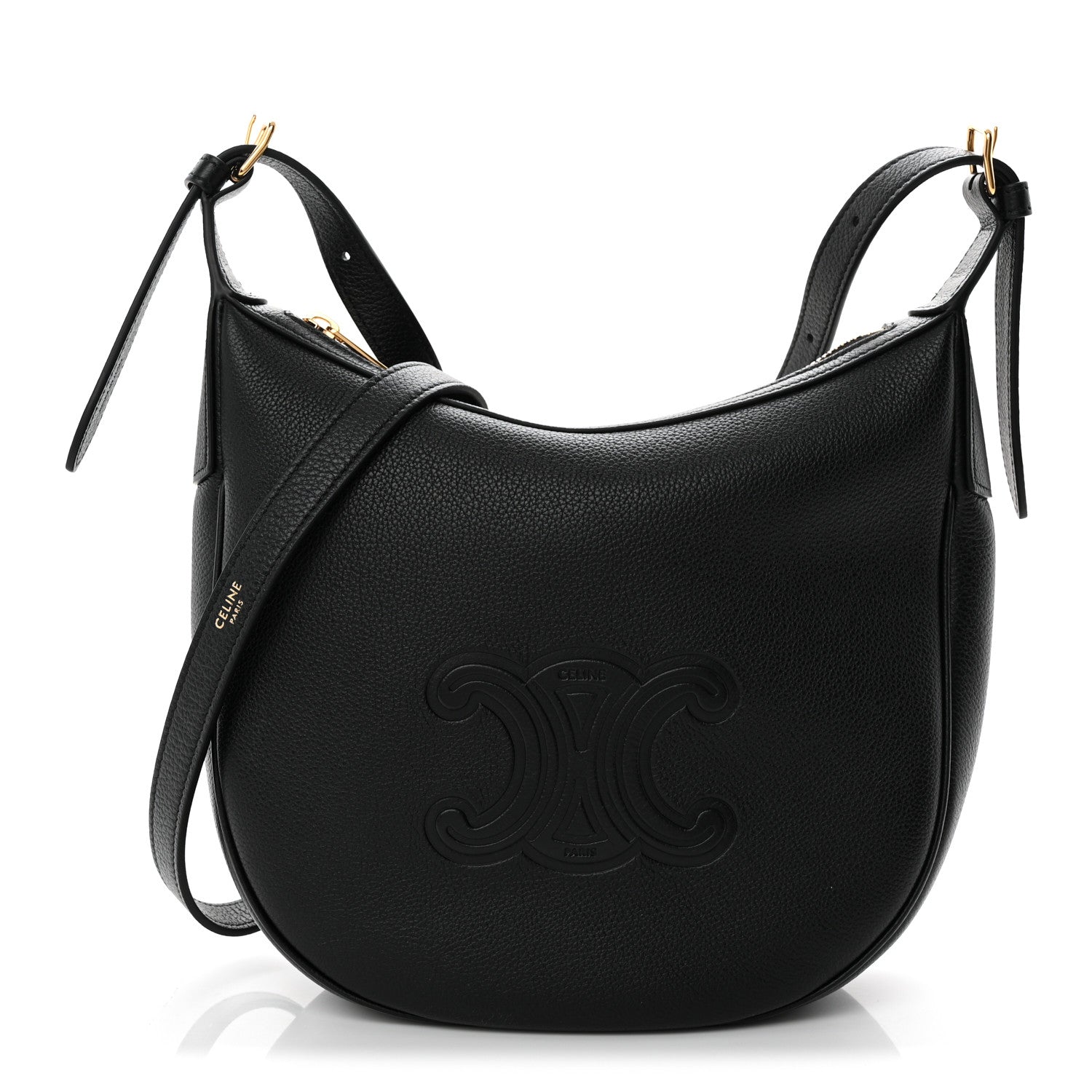 Celine Supple Calfskin Cuir Triomphe Small Heloise Shoulder Bag Black 1 of 11