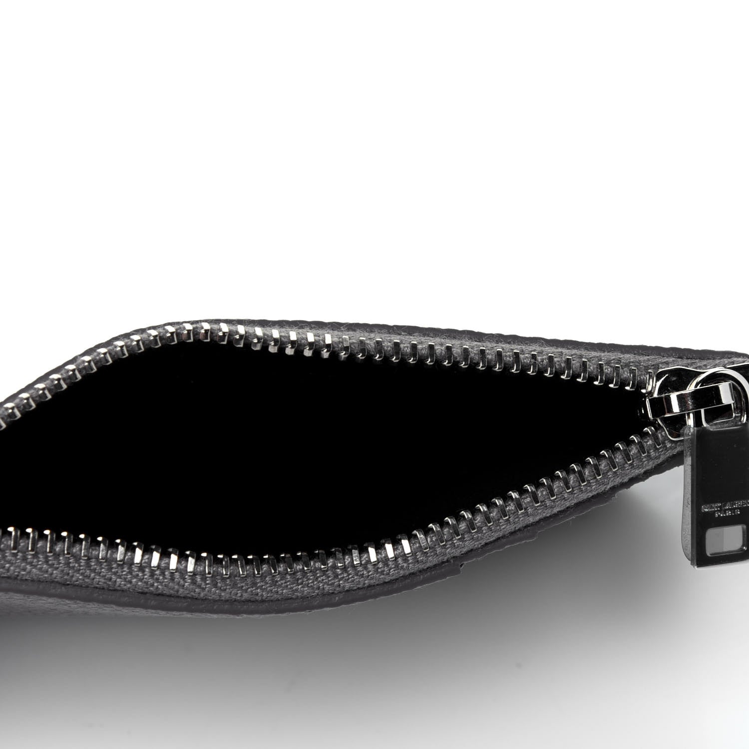 Saint Laurent Grained Calfskin 5 Fragments Zip Pouch Card Holder Fog 5 of 11