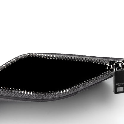Saint Laurent Grained Calfskin 5 Fragments Zip Pouch Card Holder Fog 5 of 11
