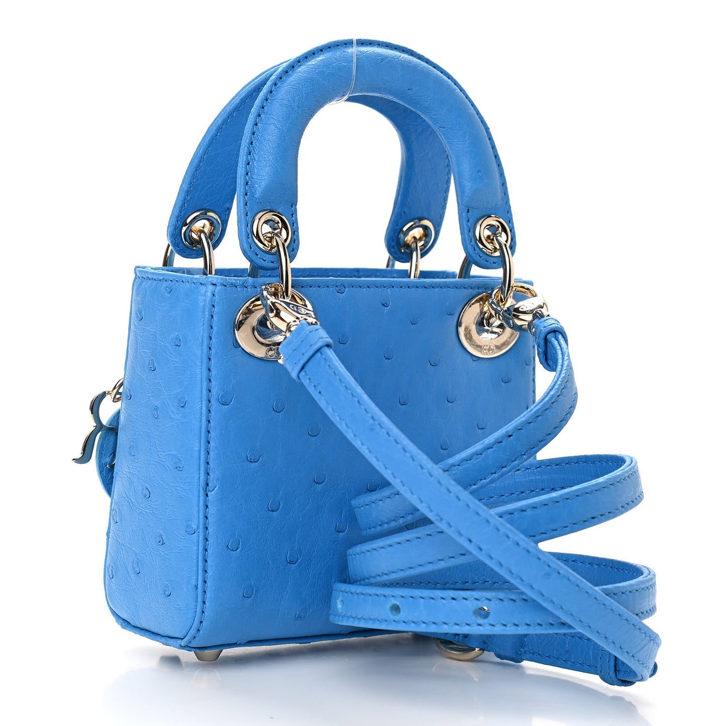 Ostrich Micro Lady Dior Blue