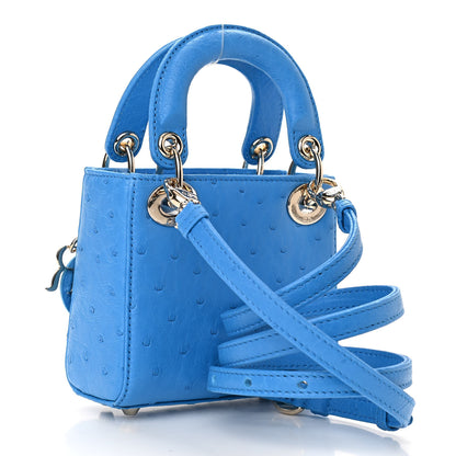 Christian Dior Ostrich Micro Lady Dior Blue 3 of 9