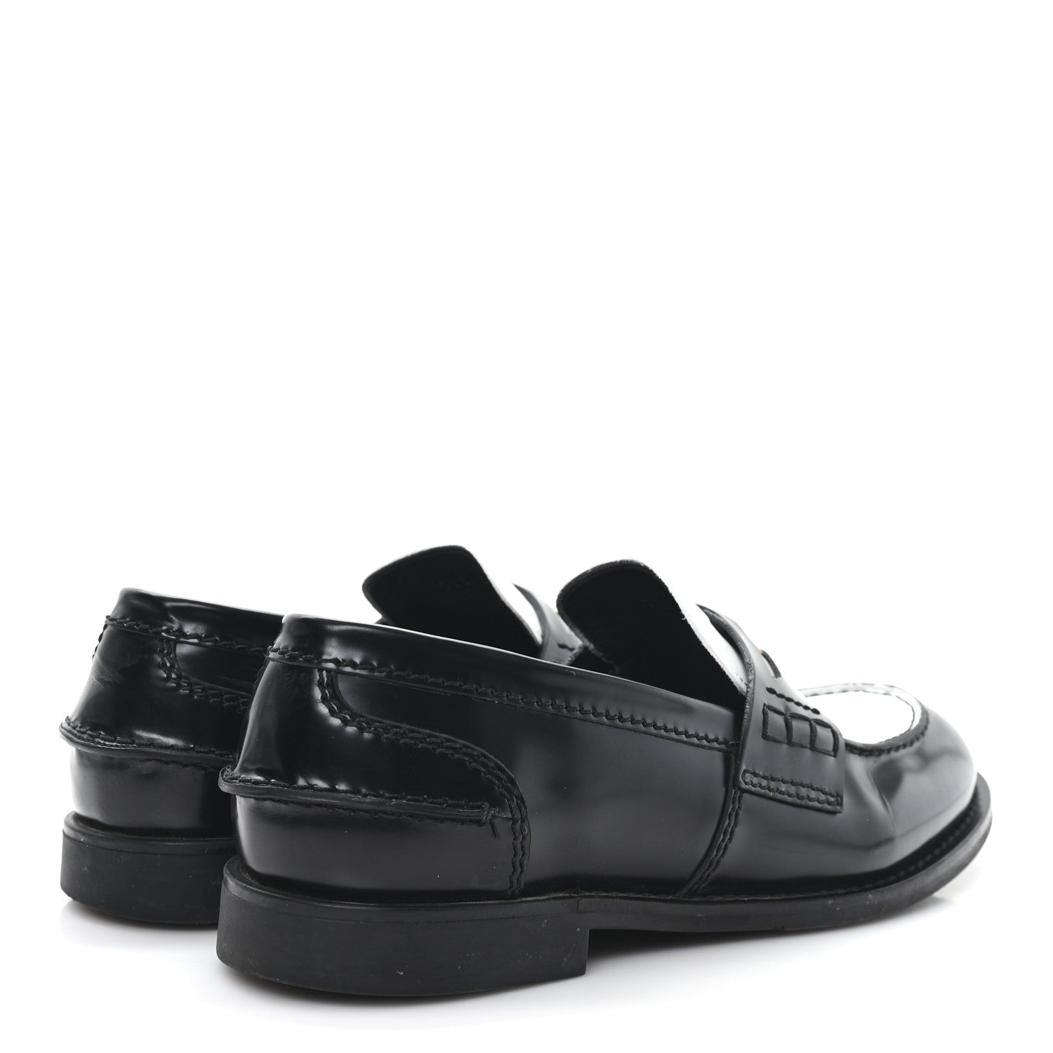Miu Miu Spazzolato Penny Loafer 39 Black White 5 of 9