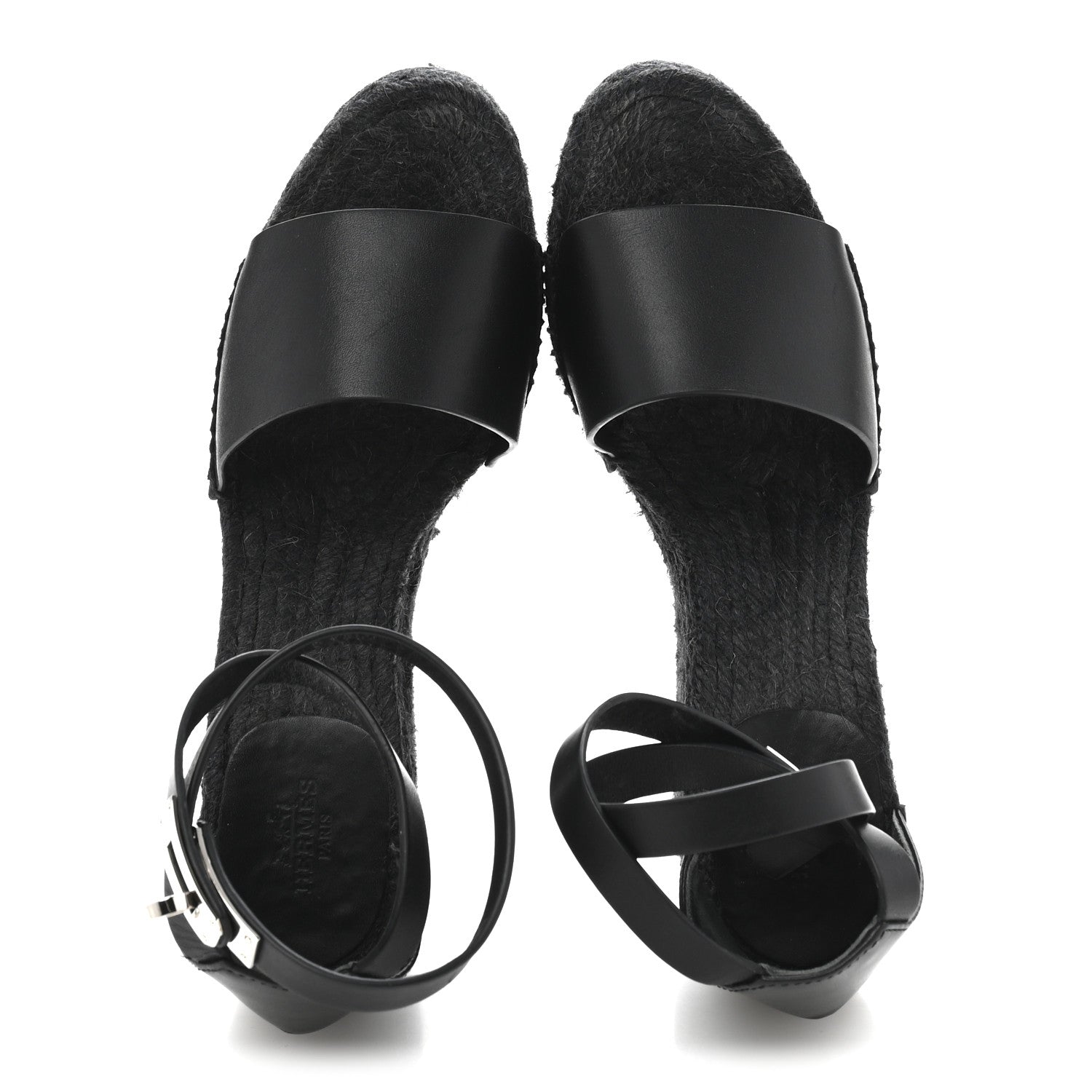 Hermes Calfskin Tipoli Espadrille Wedges 38 Black 2 of 14