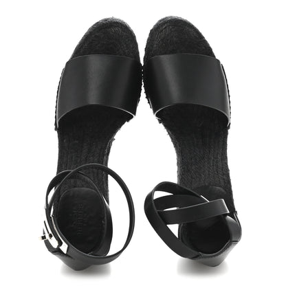 Hermes Calfskin Tipoli Espadrille Wedges 38 Black 2 of 14