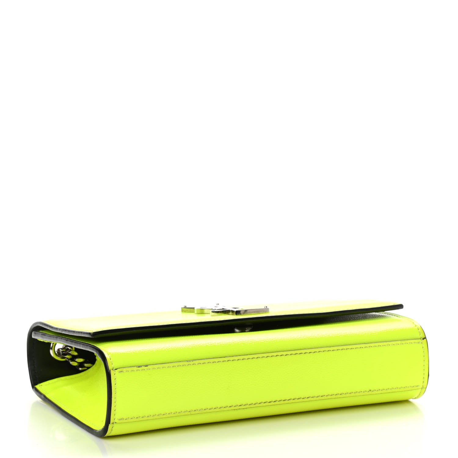 Saint Laurent Patent Grain de Poudre Small Monogram Kate Satchel Neon Yellow 4 of 16