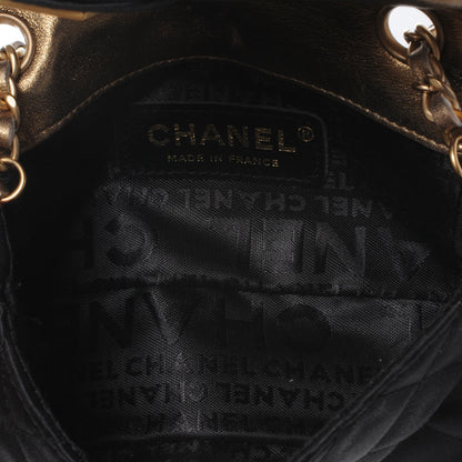 Chanel Satin Quilted Extra Mini Flap Black Gold 6 of 8