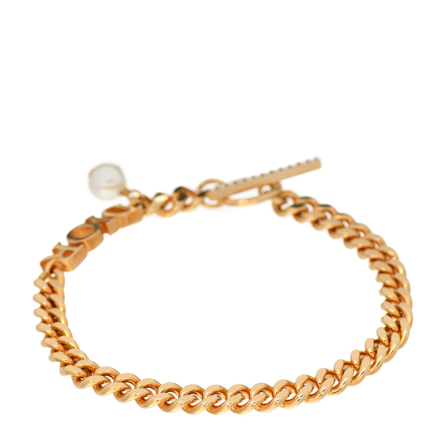 Christian Dior Metal Crystal Pearl Dio(r)evolution Bracelet Gold 3 of 4