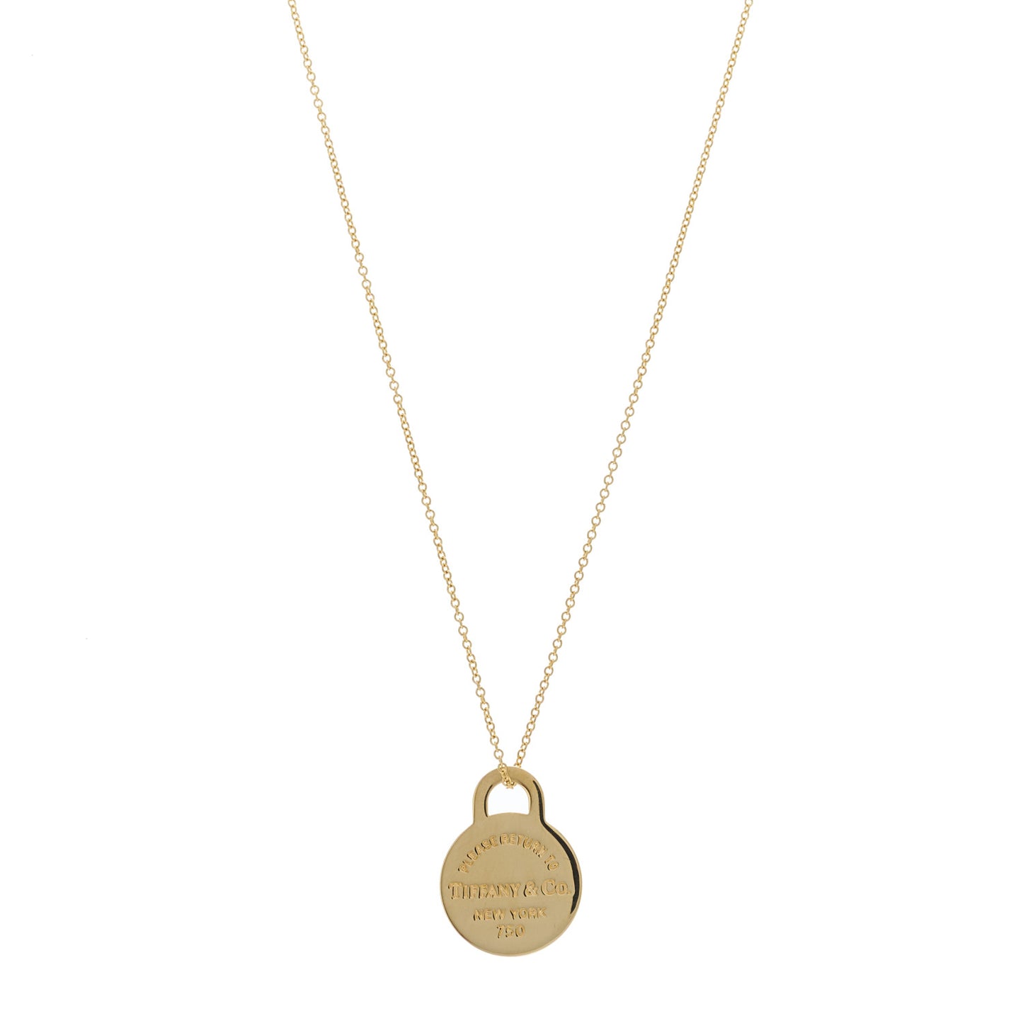 18K Yellow Gold Return to Tiffany Round Charm Necklace