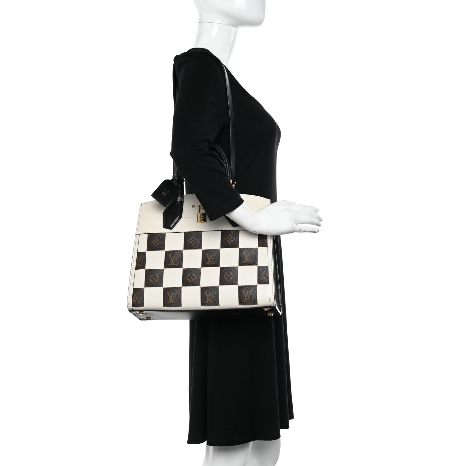 Louis Vuitton Calfskin Monogram Damier Tressage City Steamer MM Creme 2 of 11