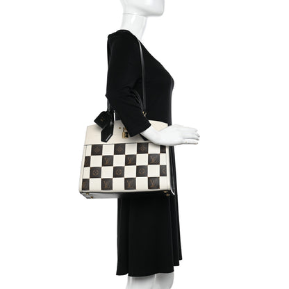 Louis Vuitton Calfskin Monogram Damier Tressage City Steamer MM Creme 2 of 11
