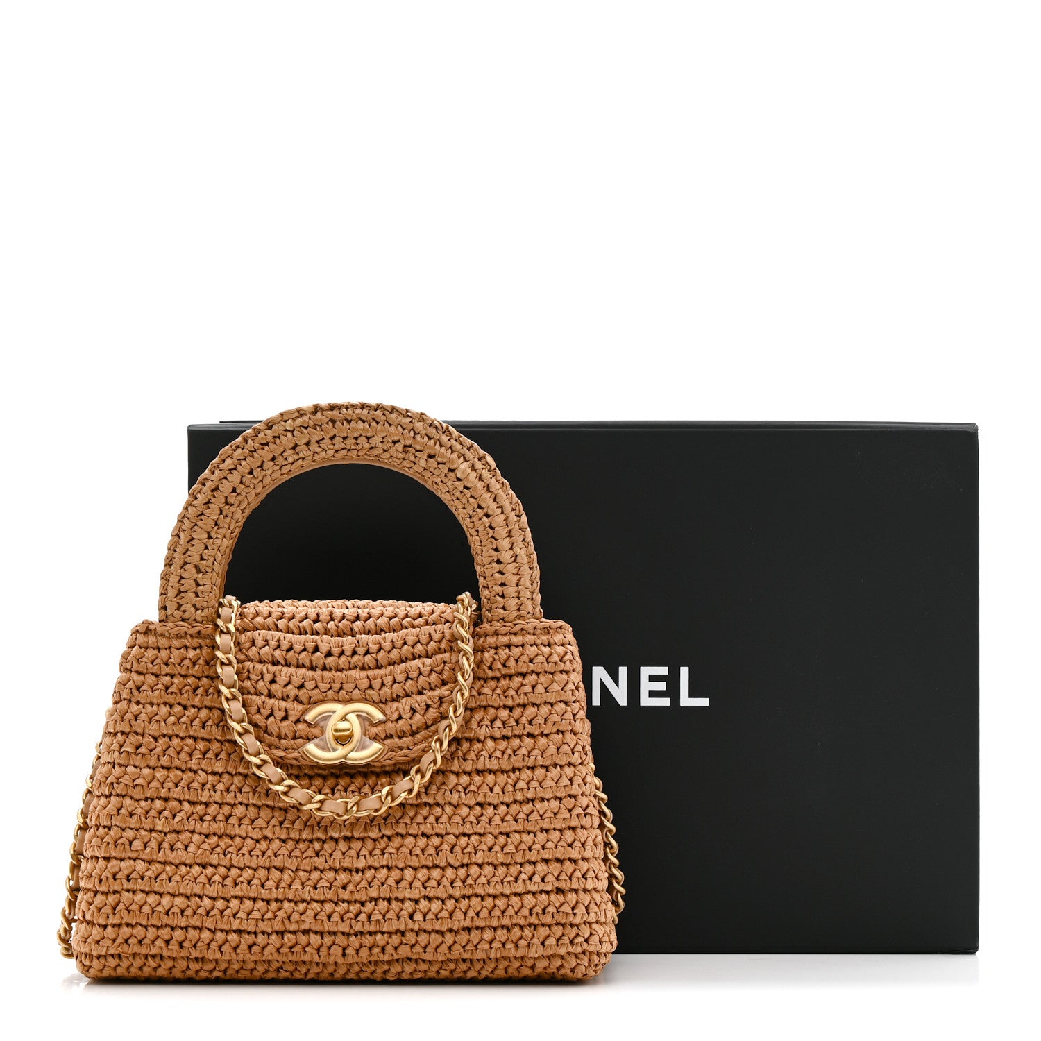 CHANEL  バッグ Chanel Braided Raffia Nano Kelly Flap Bag Dark Beige 1830396