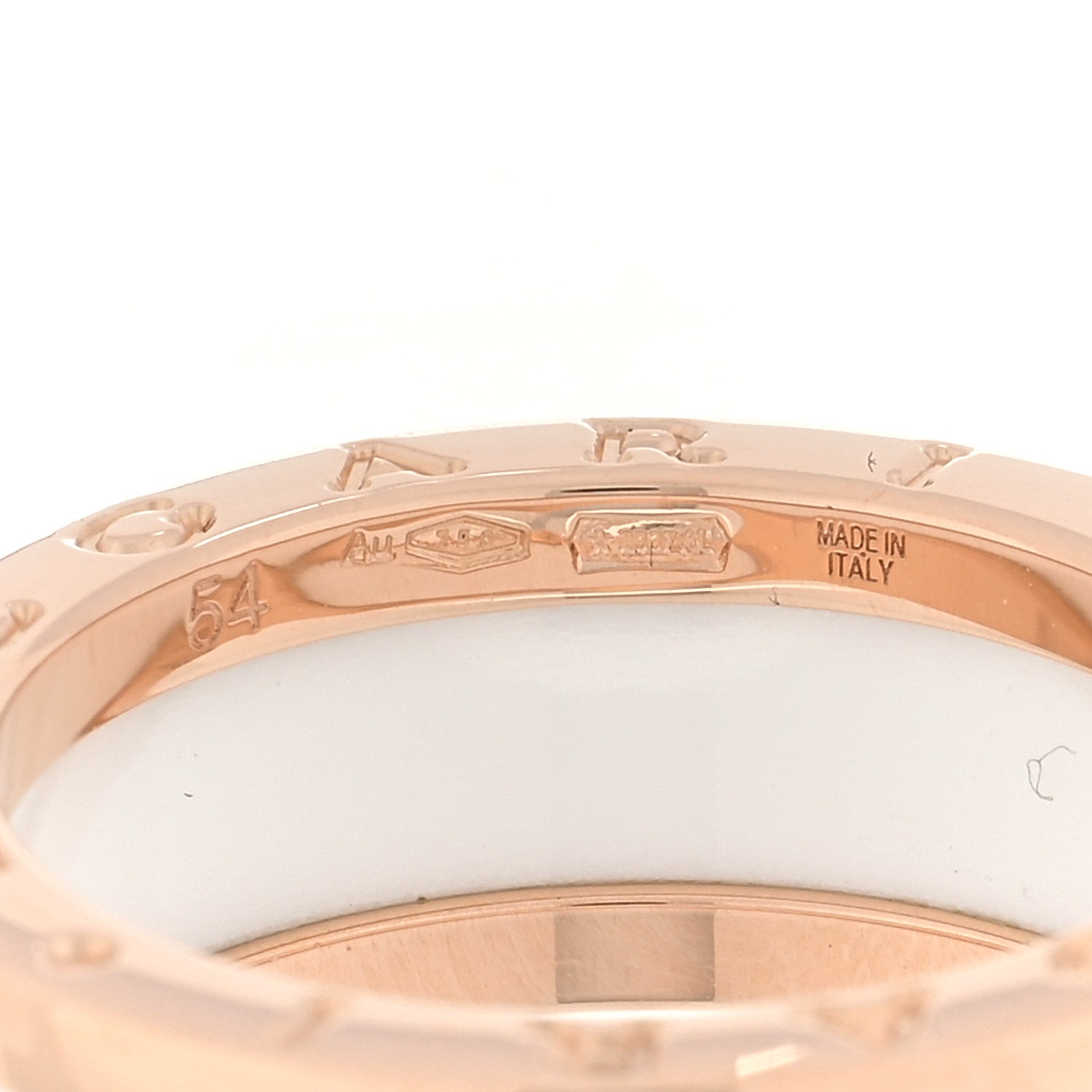 Bulgari 18K Rose Gold White Ceramic B.Zero1 Two-Band Ring 54 6.75 4 of 4