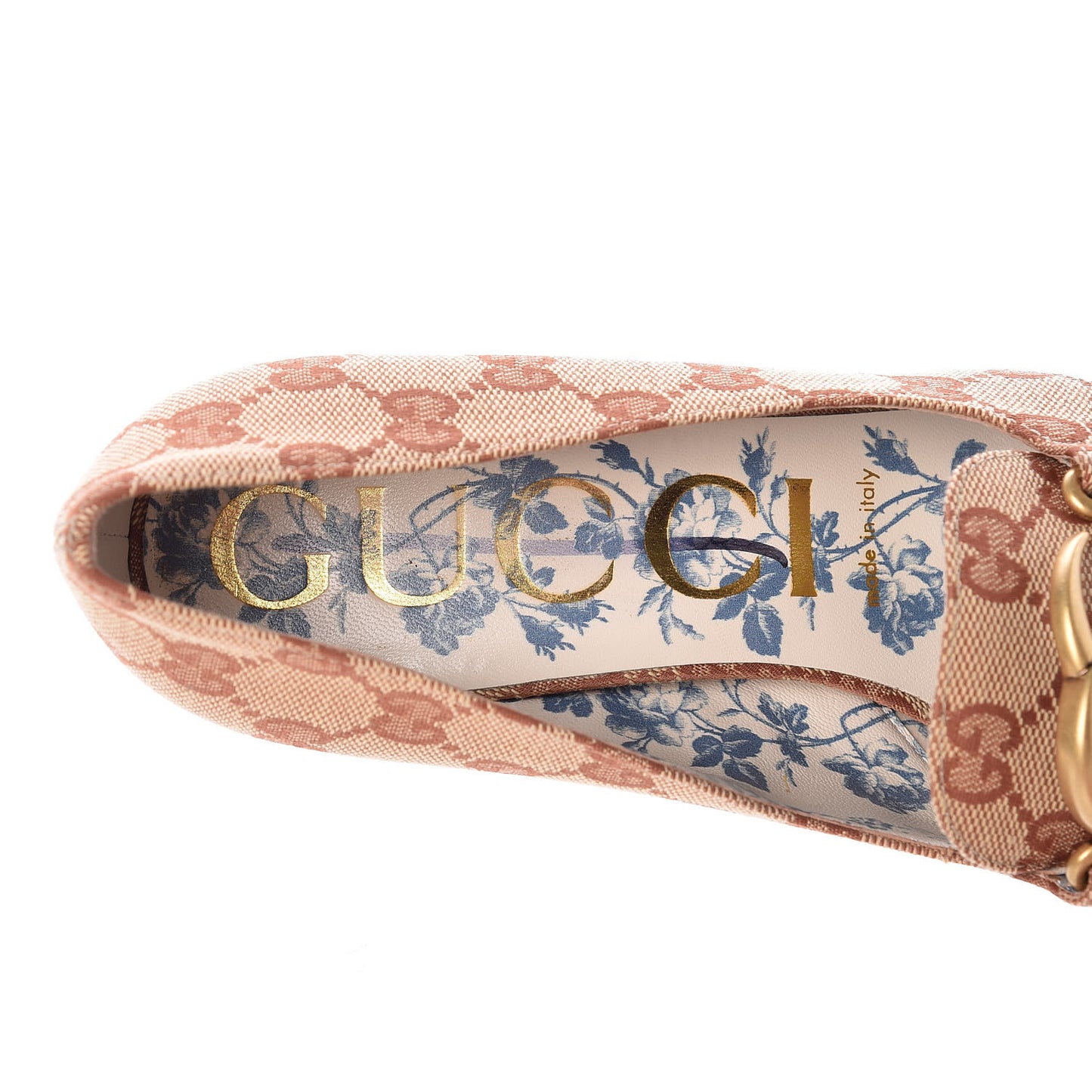 Monogram GG Victoire 55mm Loafer Pumps 38.5 Beige Ruggine