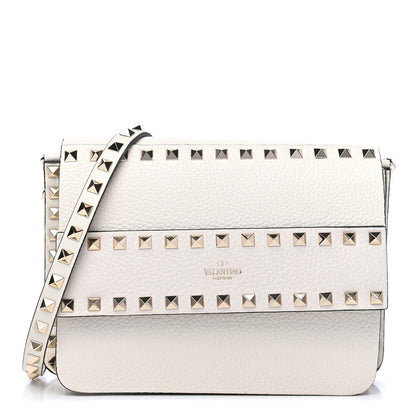 Valentino Garavani Pebbled Calfskin Rockstud Side Slip Crossbody White 1 of 4