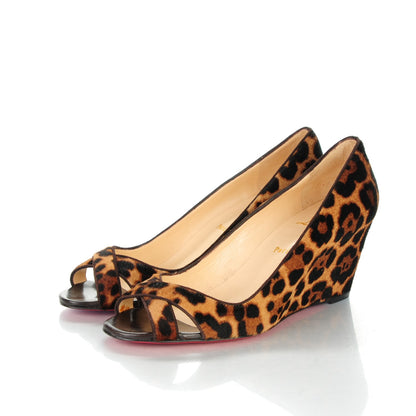 Christian Louboutin Pony Hair Riveto 70 Wedges 41 Leopard Luxor 3 of 7