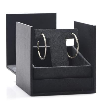 David Yurman 18K Yellow Gold Diamond 38mm Medium Cable Hoop Earrings 5 of 5