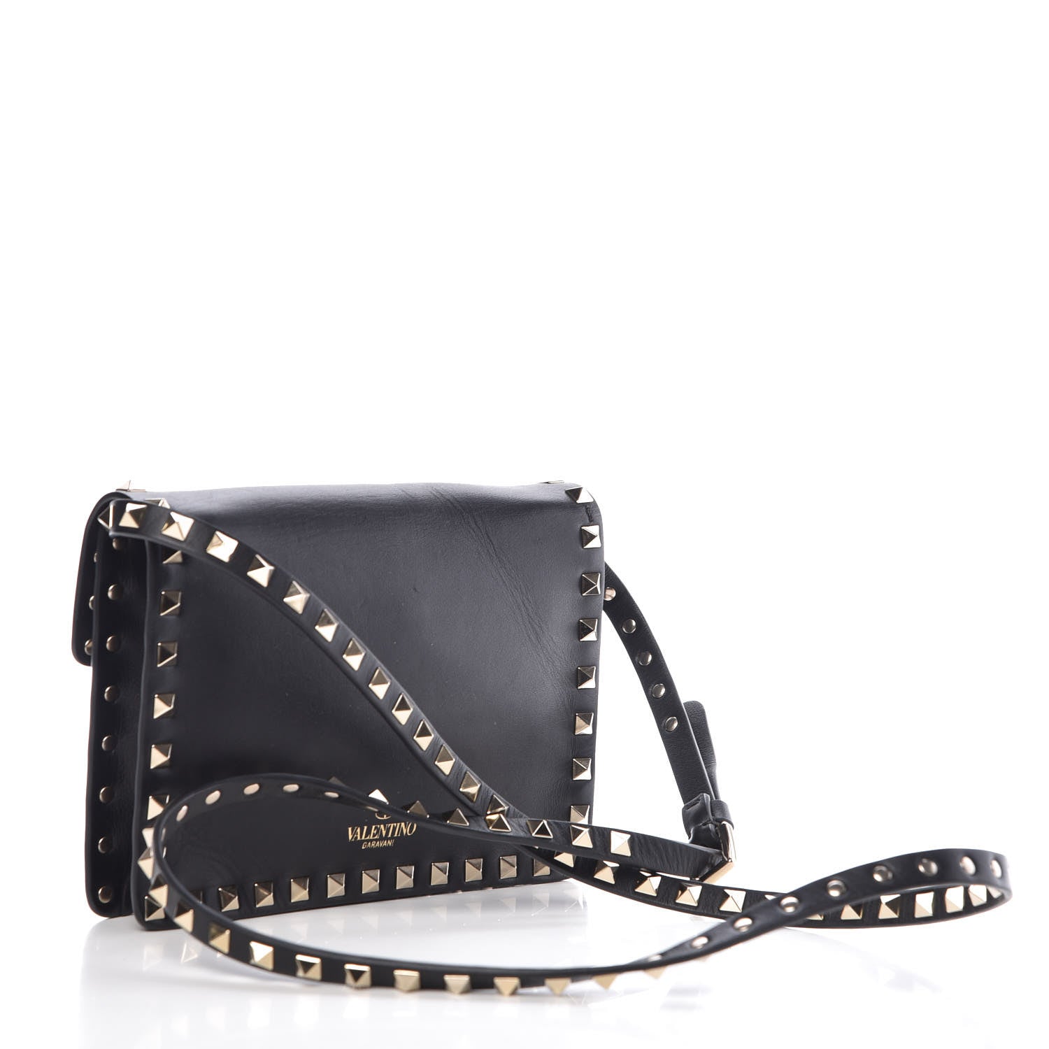 Valentino Garavani Vitello Rockstud Shoulder Flap Bag Black 3 of 8