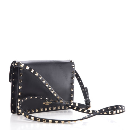 Valentino Garavani Vitello Rockstud Shoulder Flap Bag Black 3 of 8