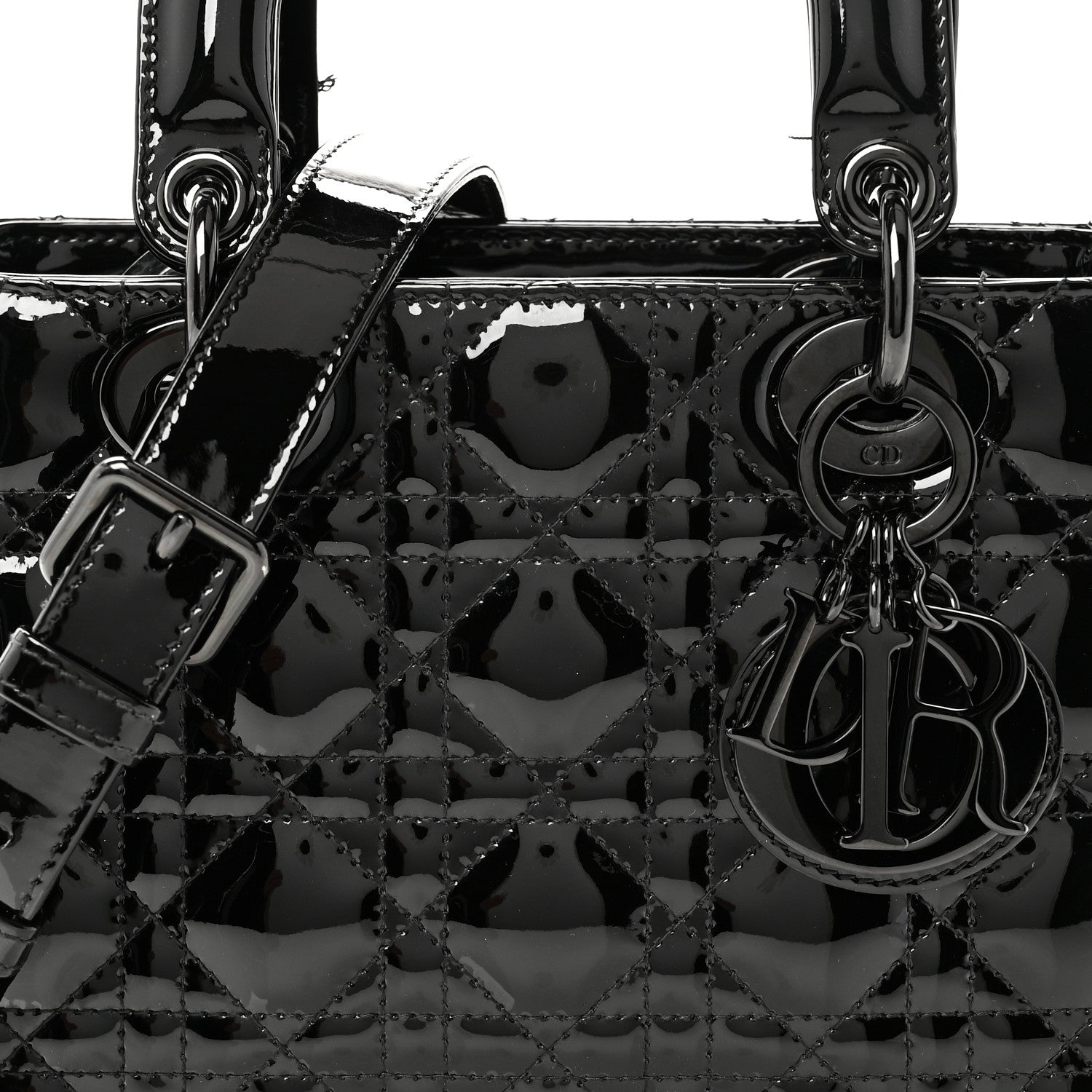Christian Dior Ultraglossy Patent Cannage Small Lady Dior Black 7 of 10