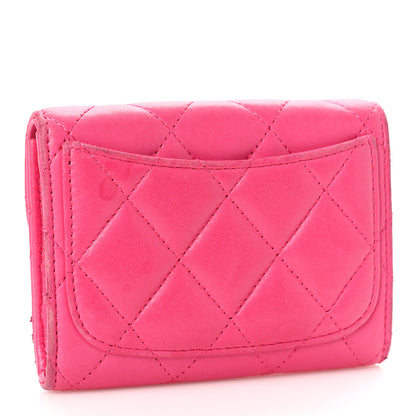 Chanel Lambskin Quilted Flap Card Holder Wallet Pink 3 of 14